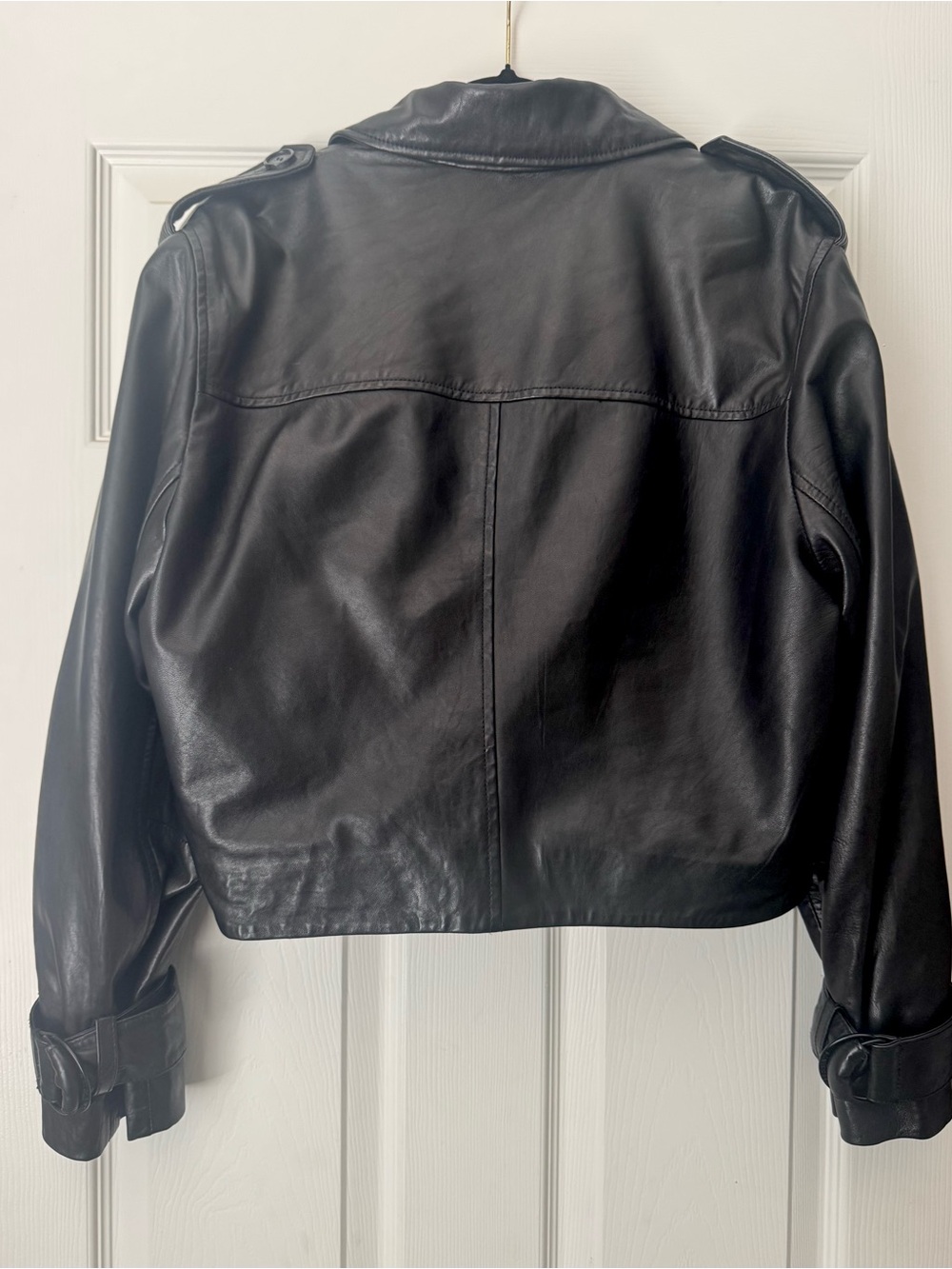 AllSaints Hendry Cropped Leather Trench—Small - Picture 3 of 9